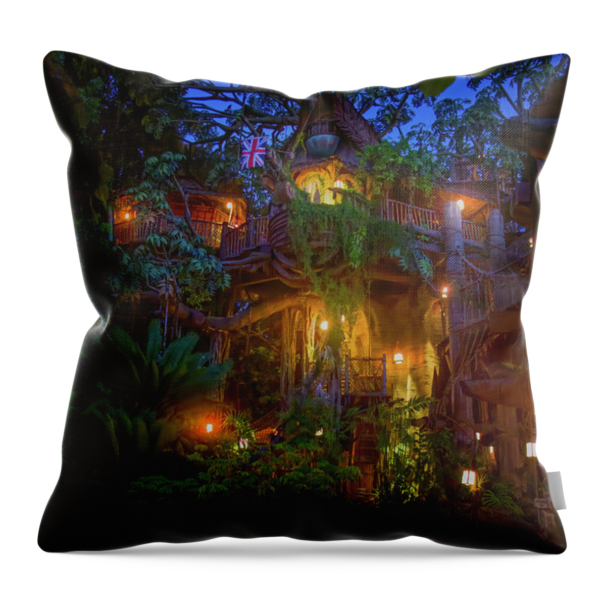 Magic Kingdom Throw Pillow featuring the photograph Tarzan's Treehouse at Disneyland by Mark Andrew Thomas