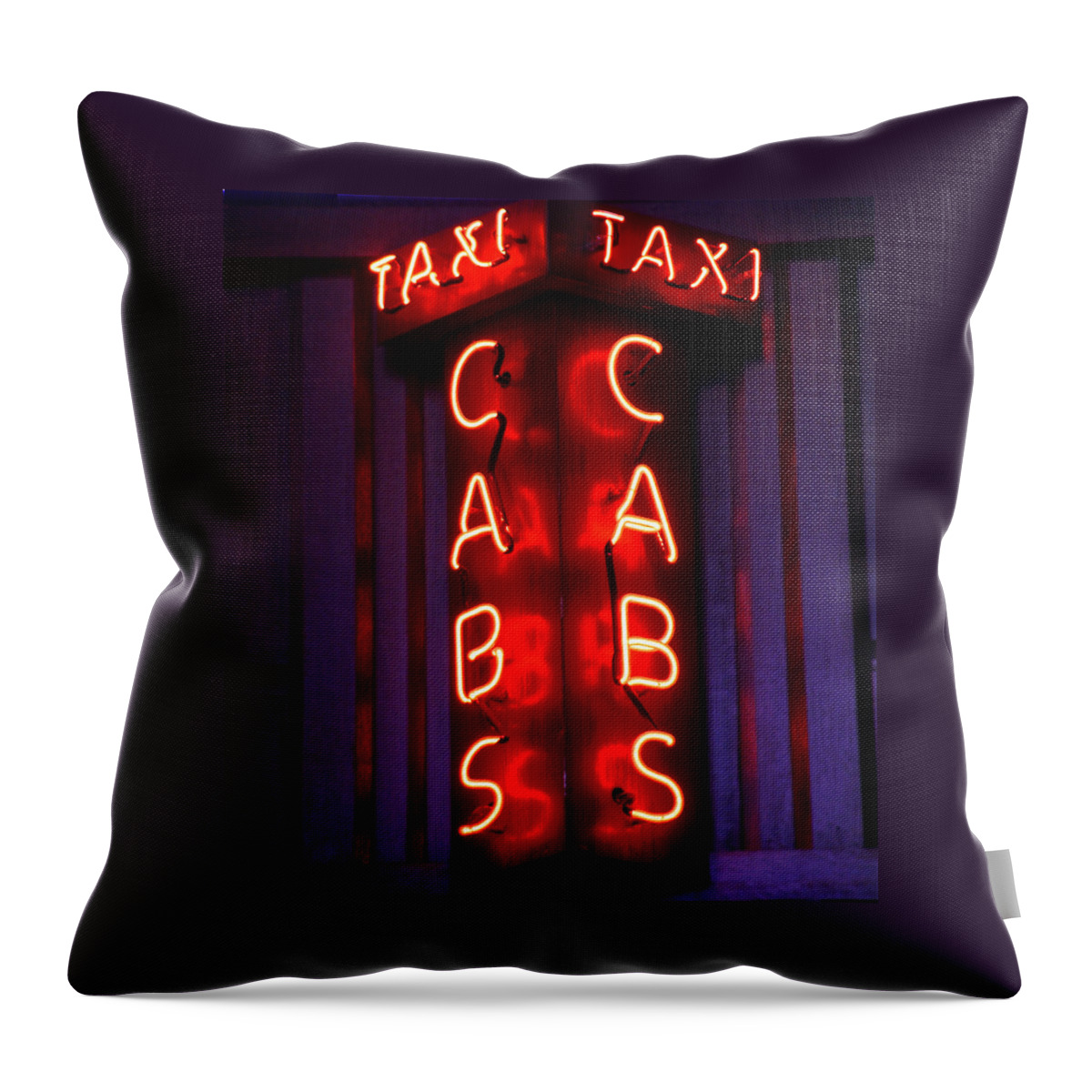 Neon Sign Throw Pillow featuring the photograph Taxi by RC DeWinter