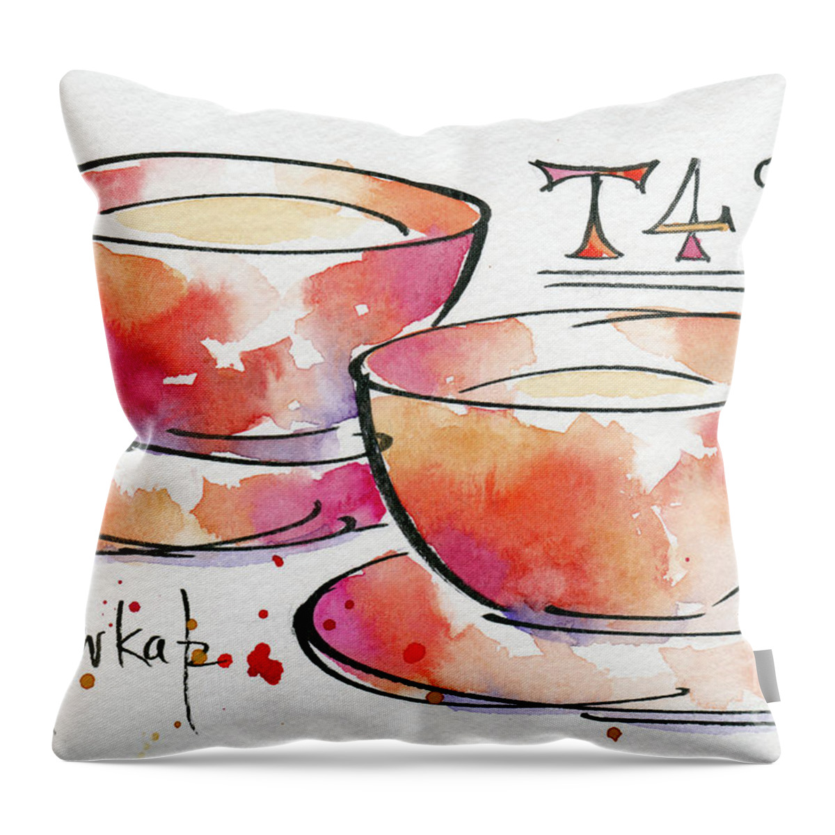 Impressionism Throw Pillow featuring the painting Tea For Two by Pat Katz
