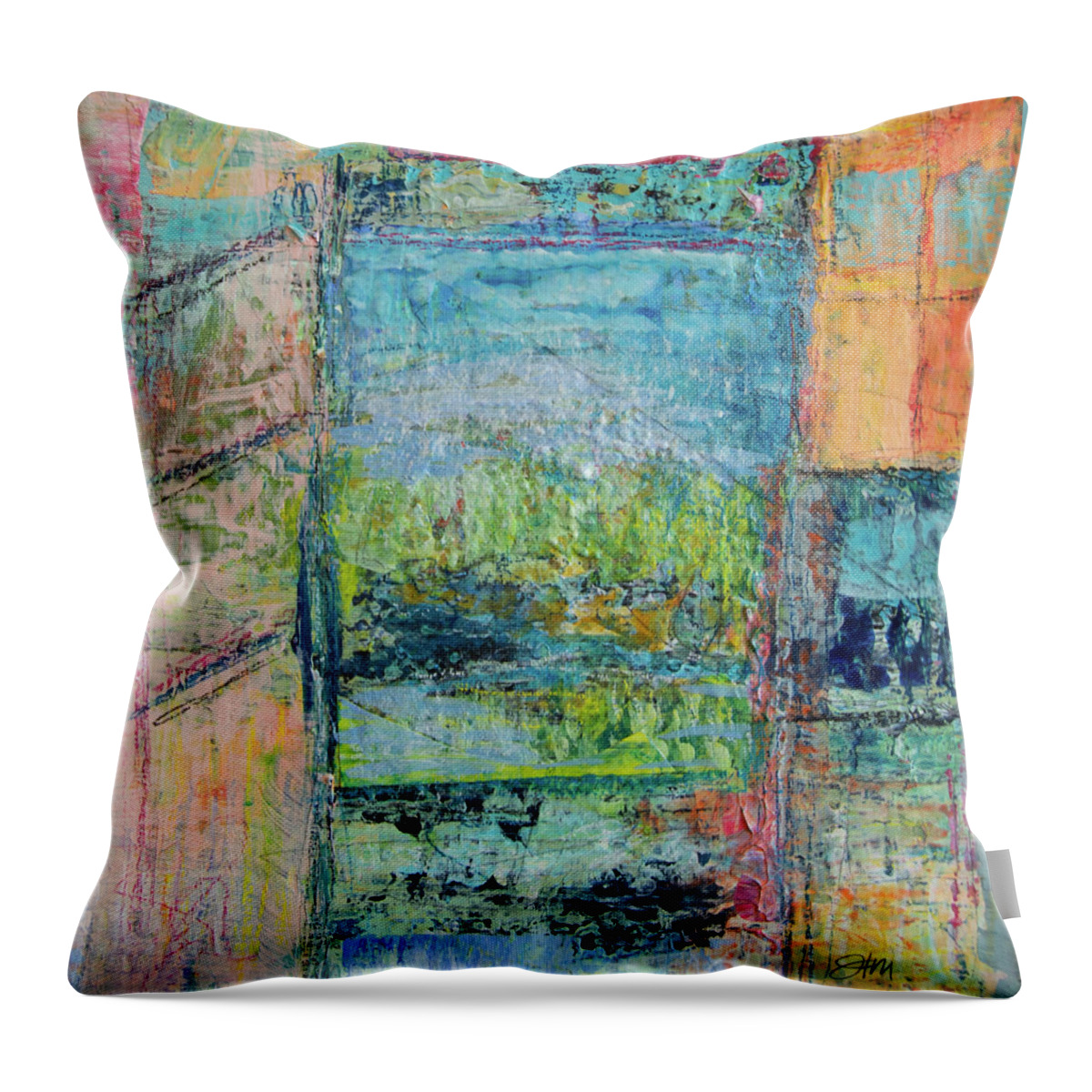 Tea Throw Pillow featuring the mixed media Tea with Henri 2 by Julia Malakoff