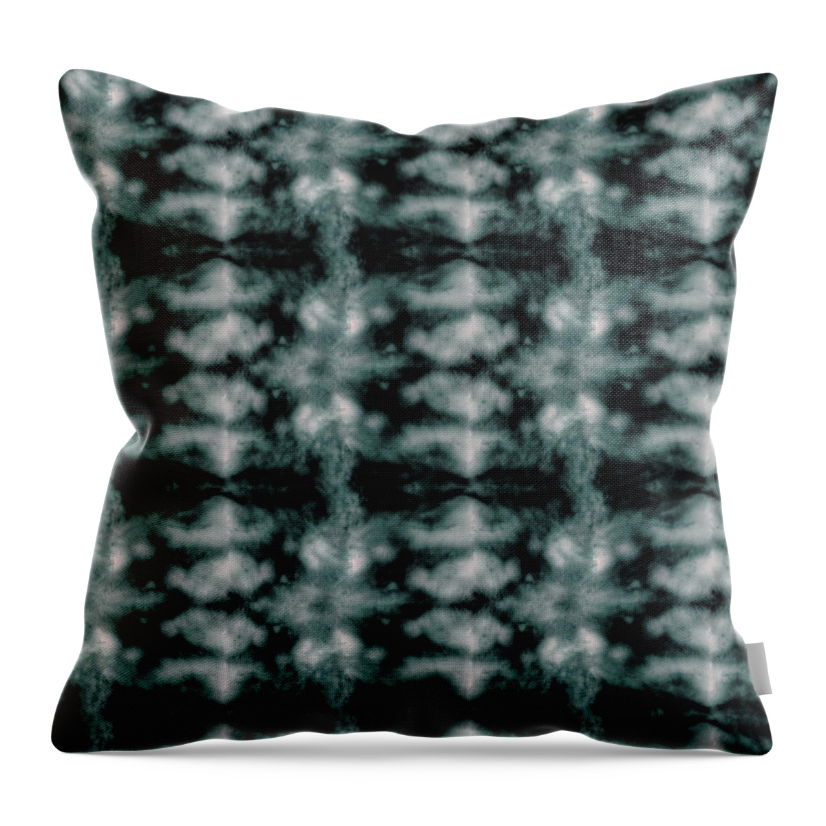 Shibori Throw Pillow featuring the digital art Teal Shibori Dyed Pattern by Sand And Chi