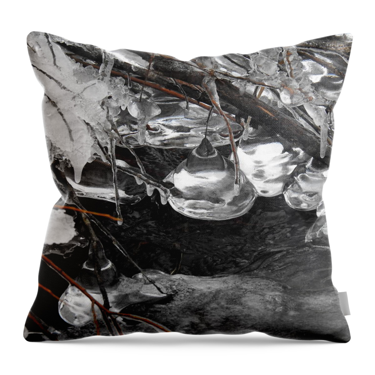  Throw Pillow featuring the photograph Teardrop ice by Nicola Finch