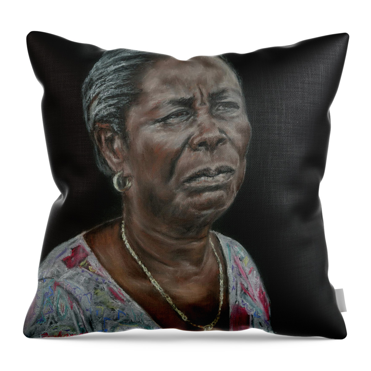 Roshanne Throw Pillow featuring the pastel Tears by Roshanne Minnis-Eyma