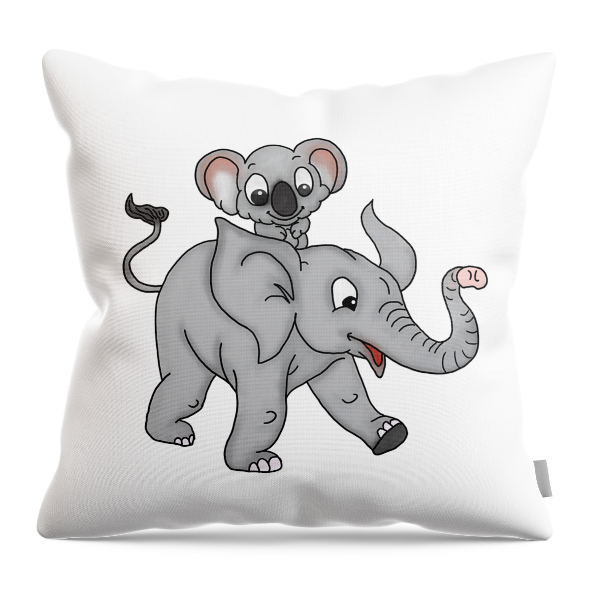 Bear Throw Pillow featuring the digital art Teddy Rides an Elephant by John Haldane