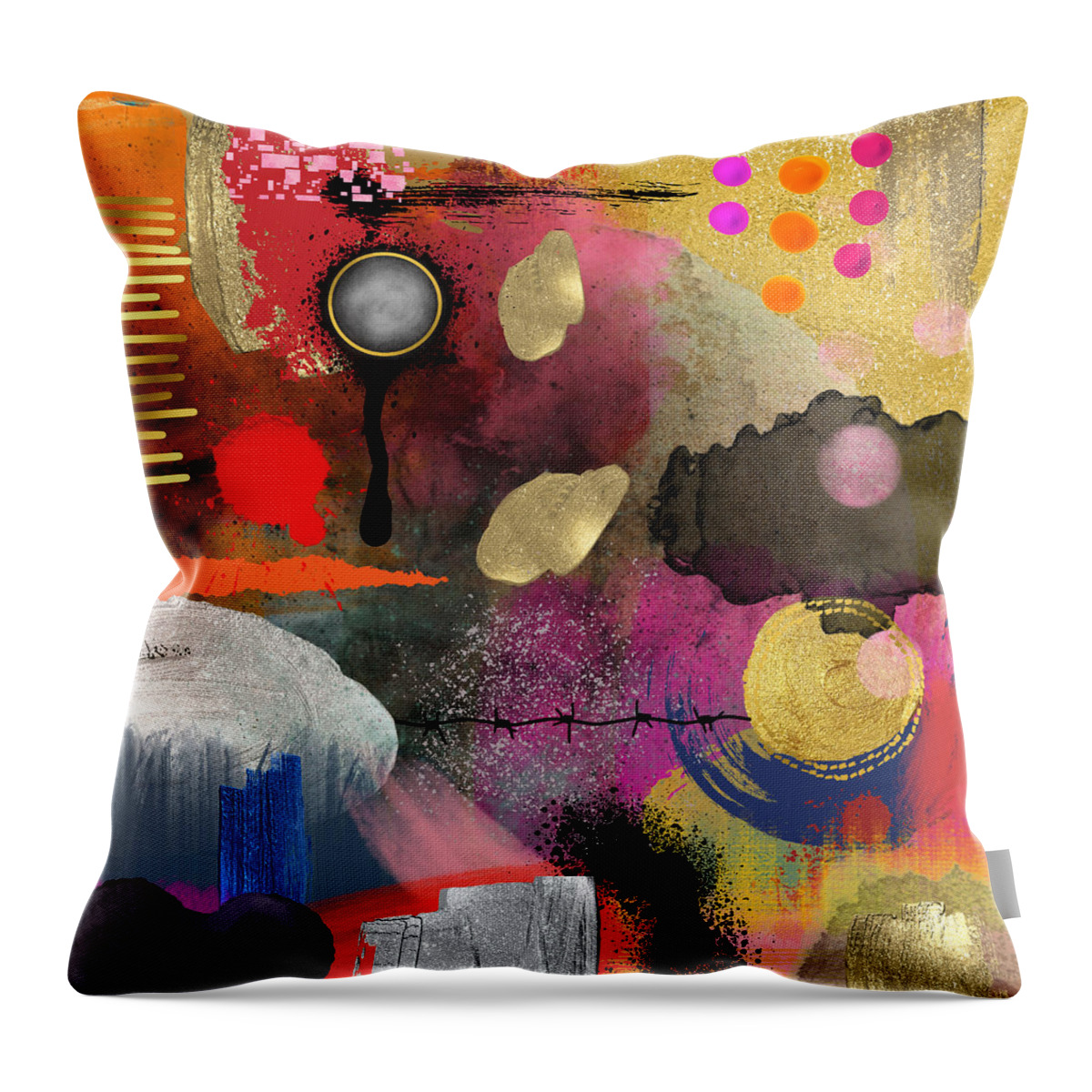 Contemporary Art Throw Pillow featuring the mixed media Telepathy by Canessa Thomas