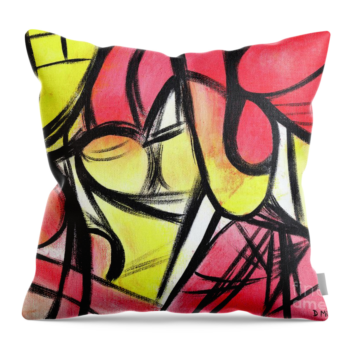 Retro Abstract Throw Pillow featuring the painting Temperature is Rising Abstract by Donna Mibus
