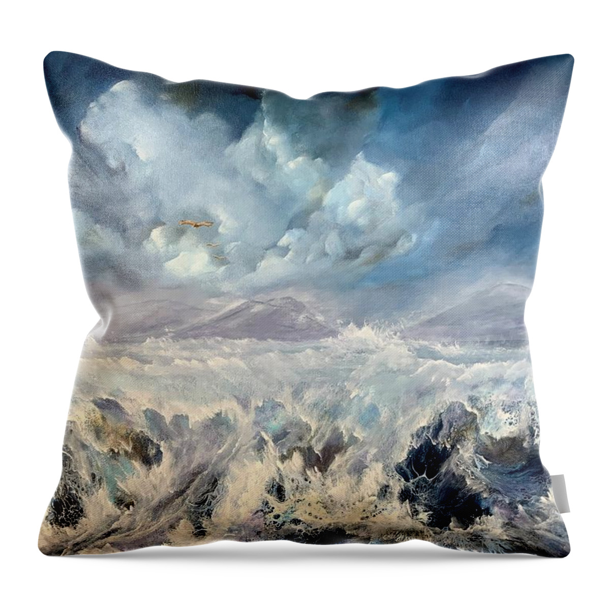 Acrylic Throw Pillow featuring the painting Tempest by Soraya Silvestri