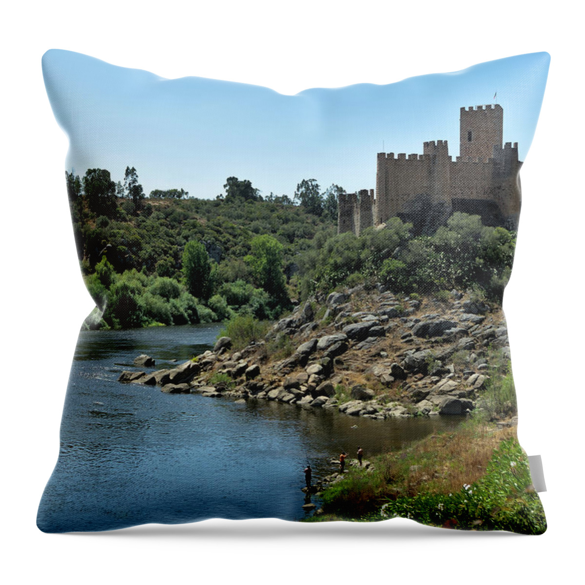 Templar Throw Pillow featuring the photograph Templar Castle of Almourol Scene by Angelo DeVal