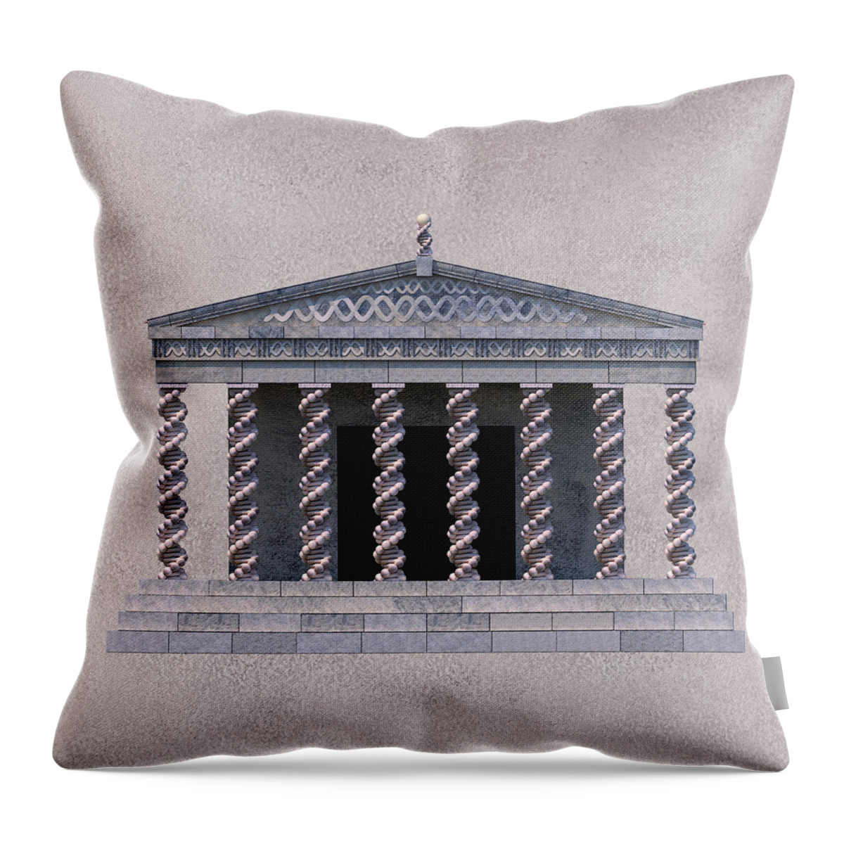 Dna Throw Pillow featuring the digital art Temple of Life Architectural Elevation by Russell Kightley