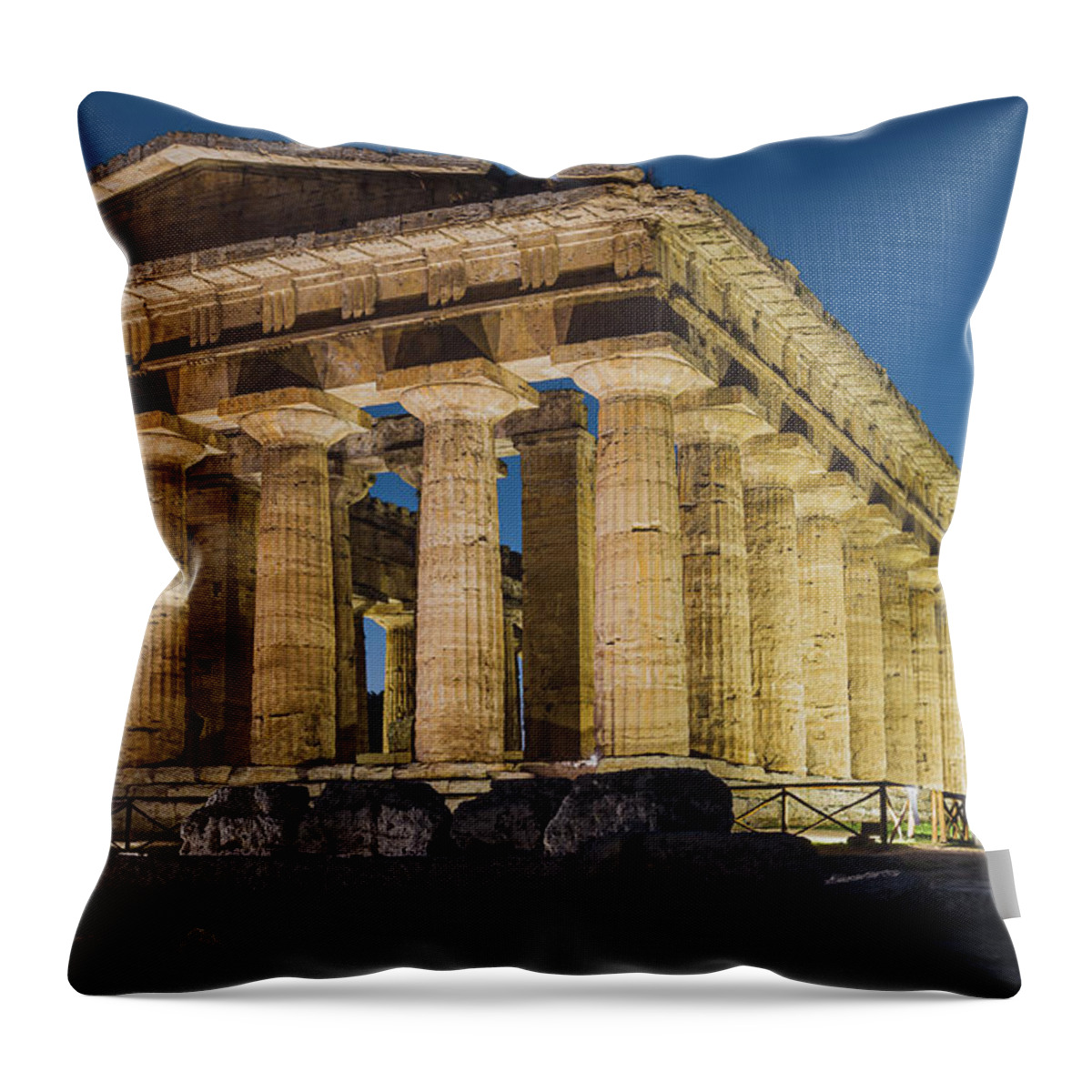 Amazing Place Throw Pillow featuring the photograph Temple of Neptune at sunset by Umberto Barone