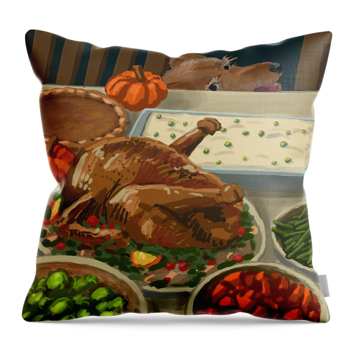 Dog Throw Pillow featuring the painting Temptation by Don Morgan