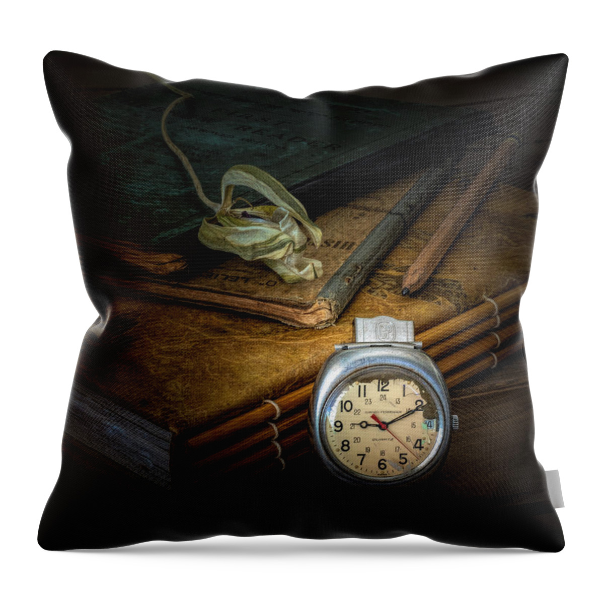 Still Life Throw Pillow featuring the photograph Ten minutes past the hour by Alessandra RC