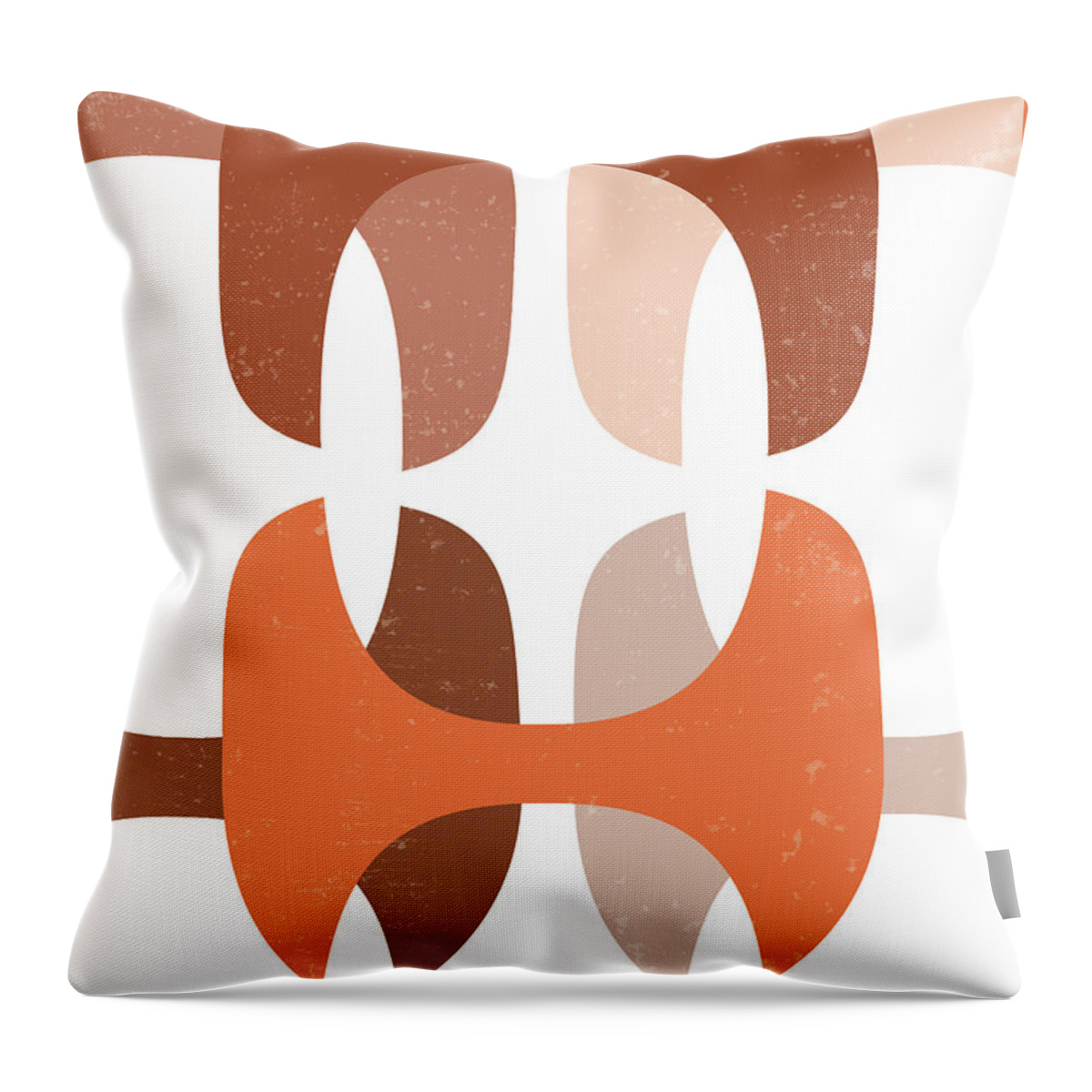Terracotta Throw Pillow featuring the mixed media Terracotta Abstract 27 - Modern, Contemporary Art - Abstract Organic Shapes - Brown, Burnt Orange by Studio Grafiikka