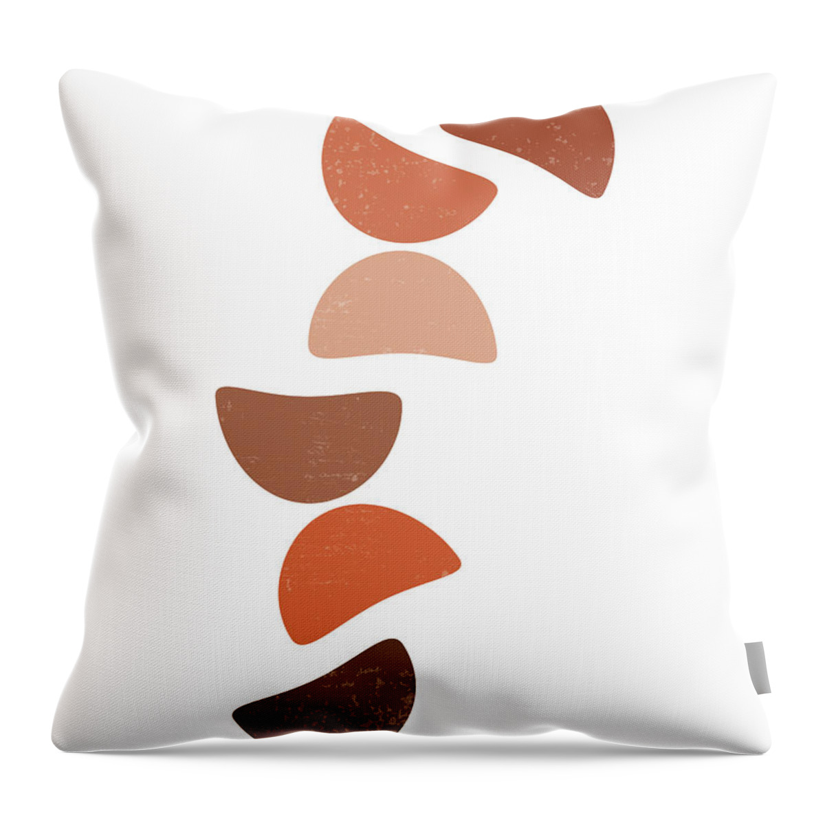 Terracotta Throw Pillow featuring the mixed media Terracotta Abstract 42 - Modern, Contemporary Art - Abstract Organic Shapes - Half Circles - Brown by Studio Grafiikka
