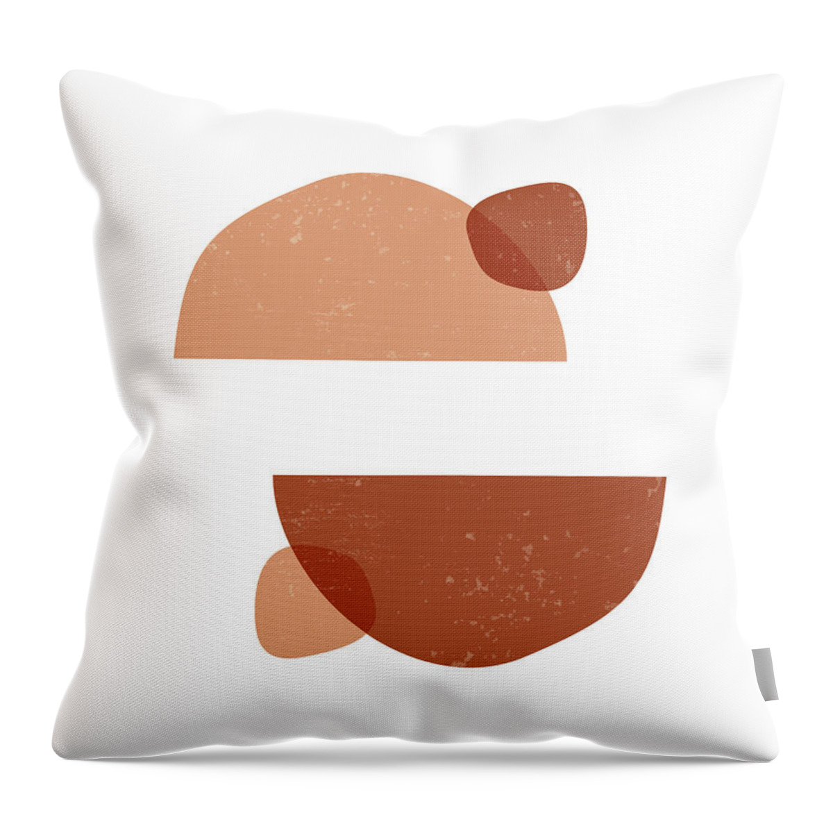 Terracotta Throw Pillow featuring the mixed media Terracotta Abstract 61 - Modern, Contemporary Art - Abstract Organic Shapes - Zen Pebbles - Brown by Studio Grafiikka