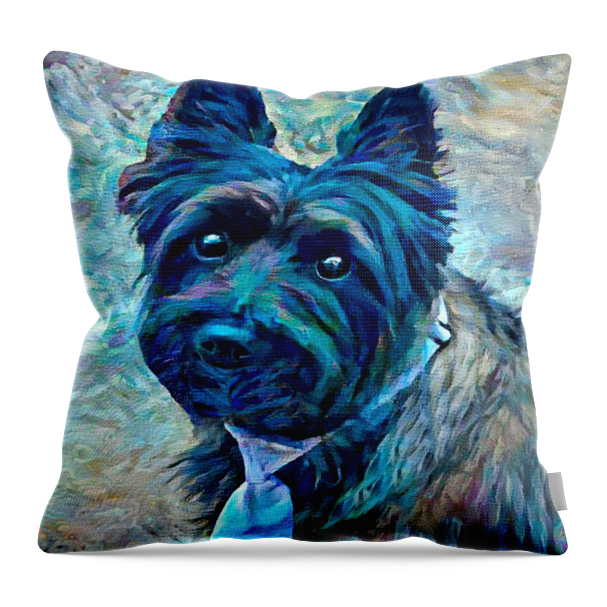 Pet Portrait Throw Pillow featuring the digital art Terry V2 by Artistic Mystic