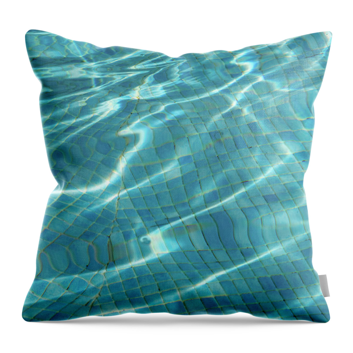 Whimsical Waterworks Throw Pillow featuring the photograph Tessellated Layers and Patterns - Sunlit Turquoise Fabstract by Georgia Mizuleva