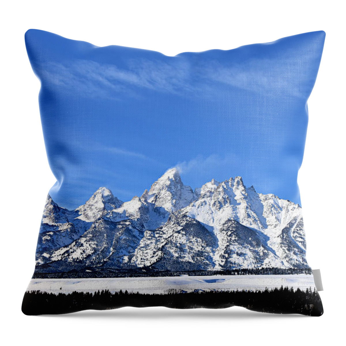 Tetons Throw Pillow featuring the photograph Tetons in Winter #4 by Dorrene BrownButterfield