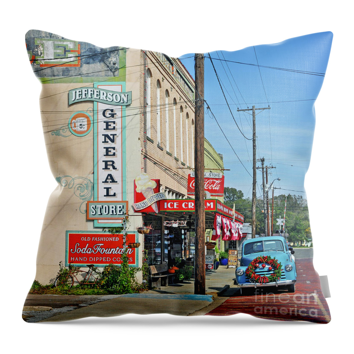 Texas Throw Pillow featuring the photograph Texas Forgotten - Jefferson Gerneral Store by Chris Andruskiewicz