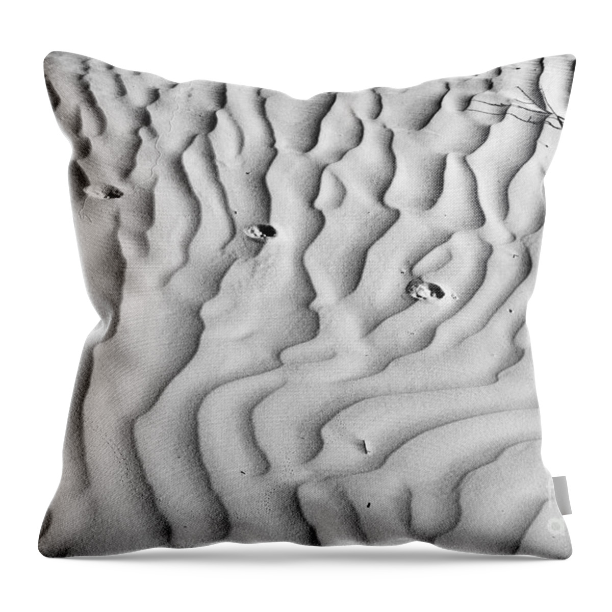 Guadalupe Throw Pillow featuring the photograph Texas Sand Ripples Black And White by Adam Jewell