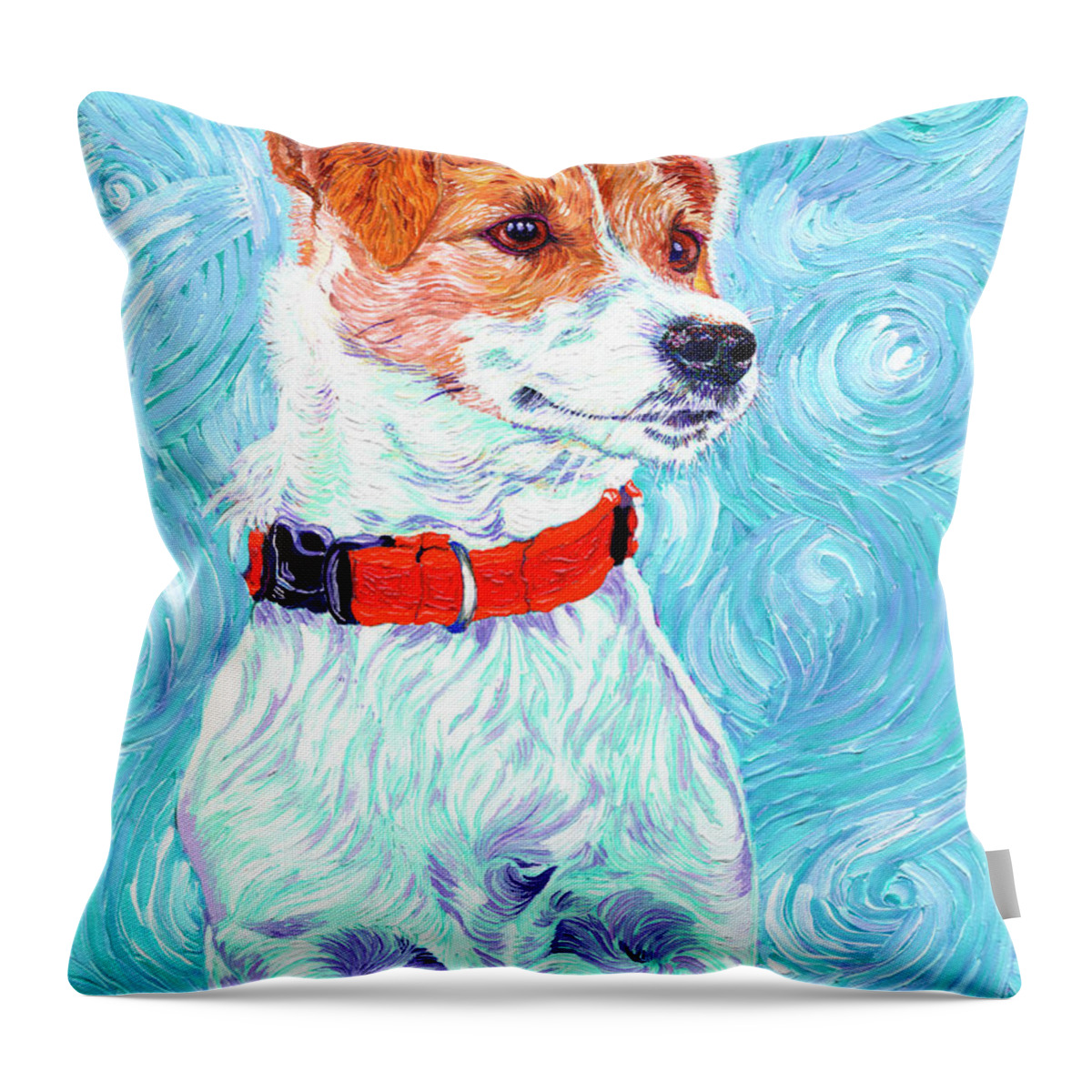 Jack Russell Throw Pillow featuring the painting Thaddy Boy 2 by Xavier Francois Hussenet
