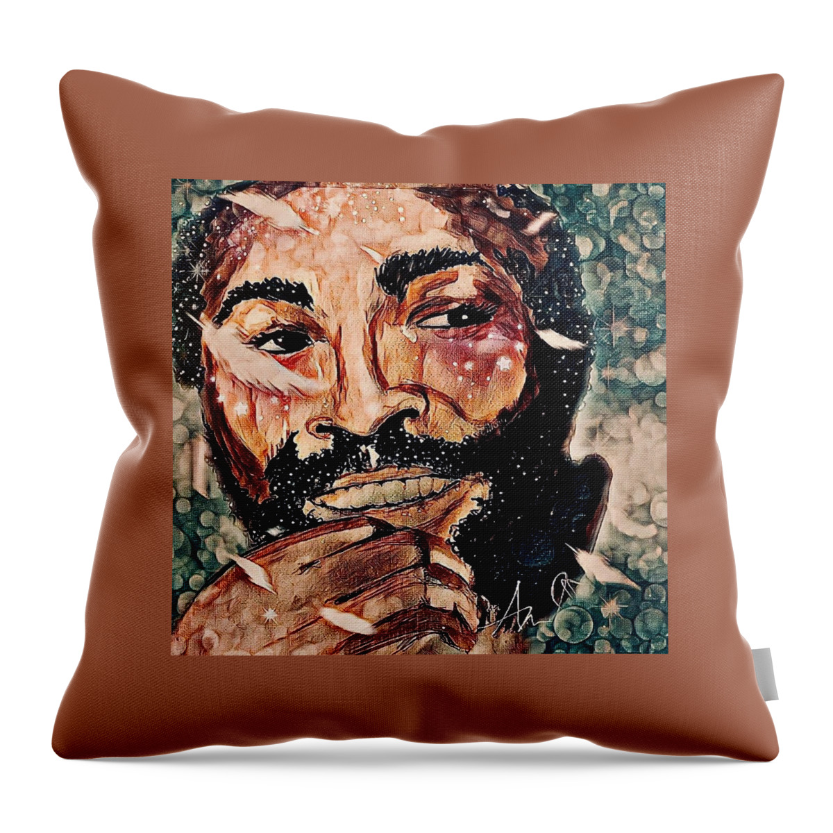  Throw Pillow featuring the mixed media That Smile by Angie ONeal