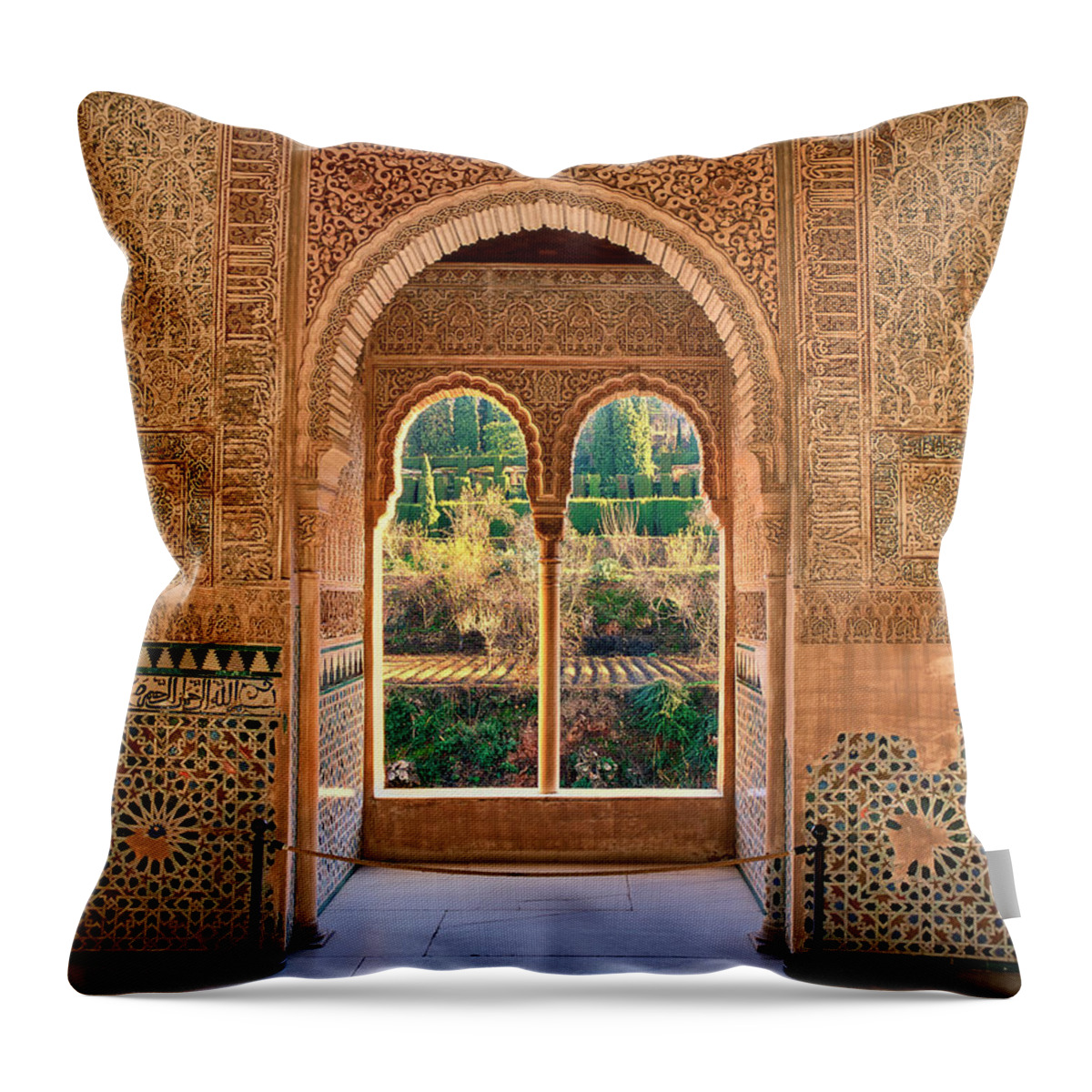 Alhambra Throw Pillow featuring the photograph The Alhambra Torre de la Cautiva by Guido Montanes Castillo