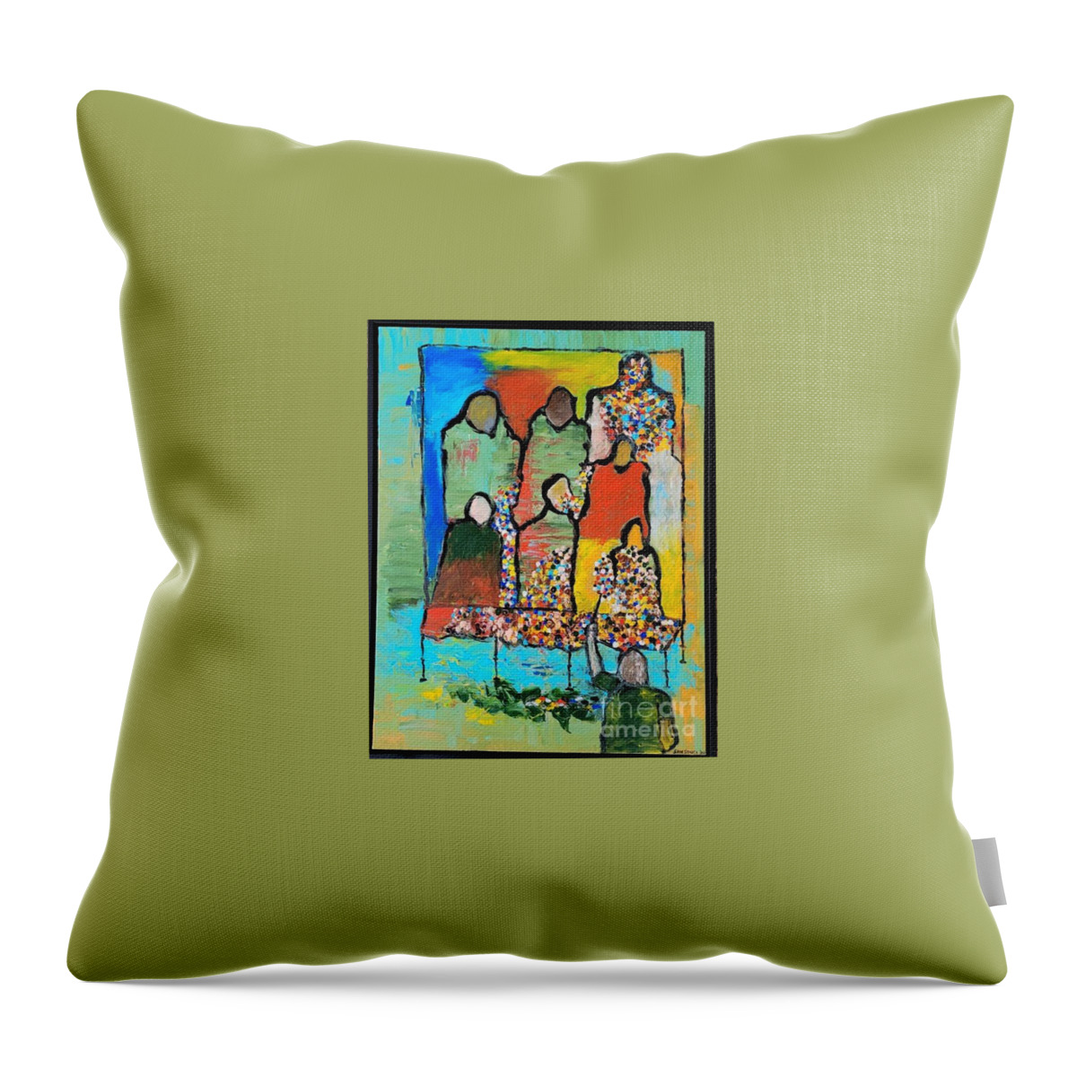  Throw Pillow featuring the painting The Artist at Work by Mark SanSouci