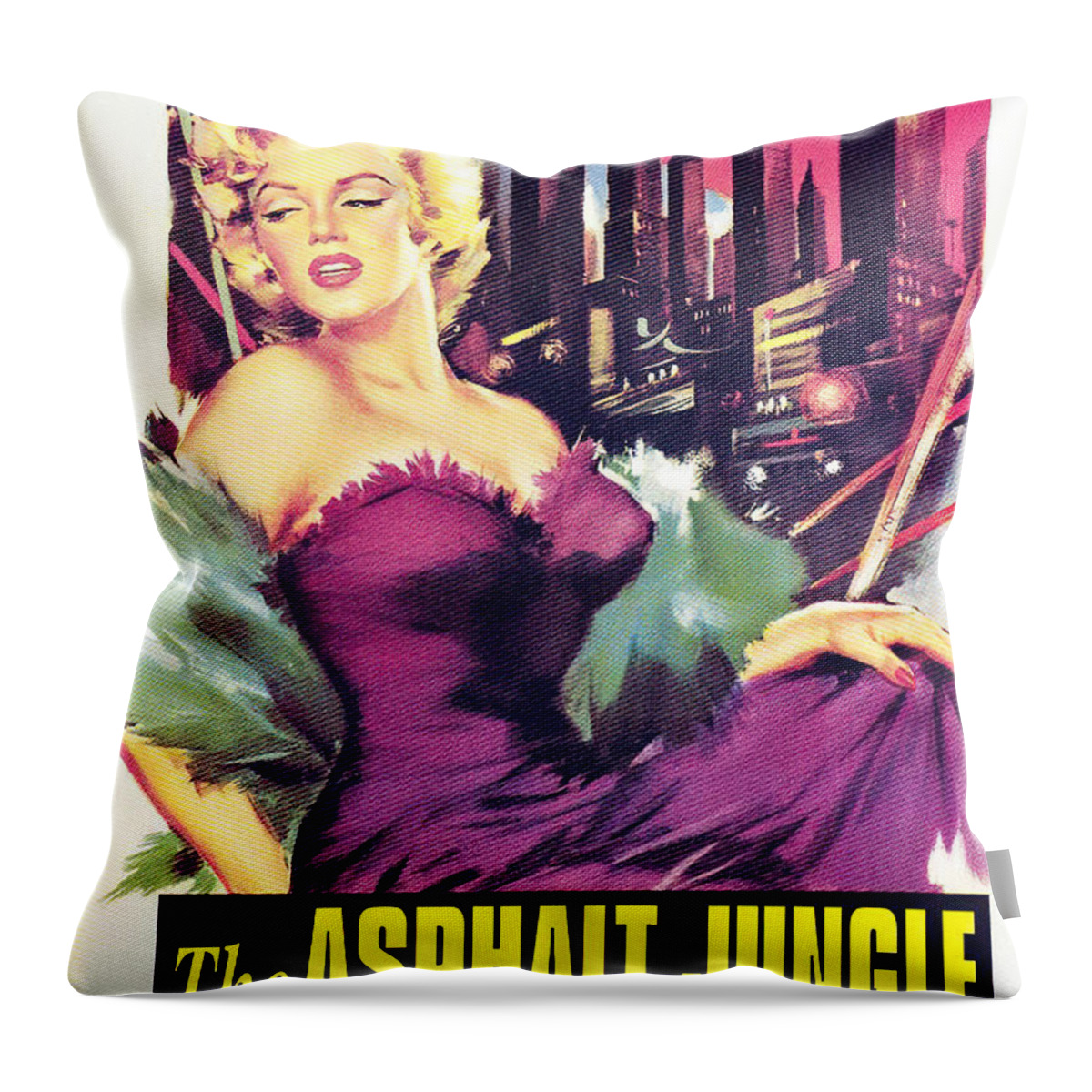 Angelo Throw Pillow featuring the mixed media ''The Asphalt Jungle'', 1950 - art by Angelo Cesselon by Movie World Posters