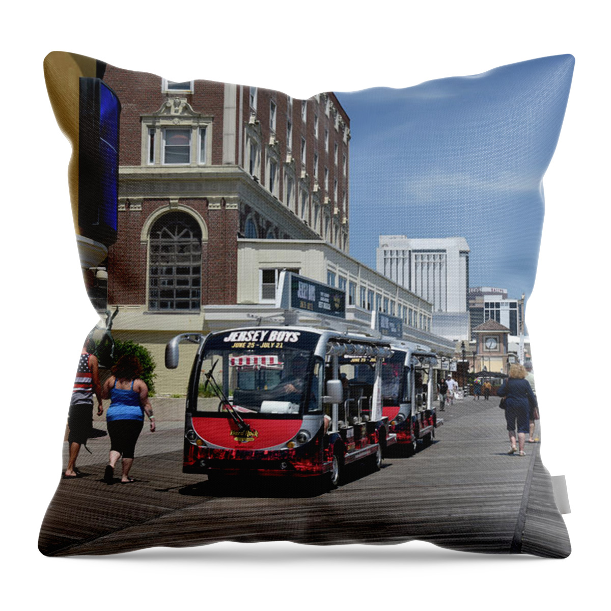 Atlantic City Throw Pillow featuring the photograph The Atlantic City Boardwalk by Mark Stout