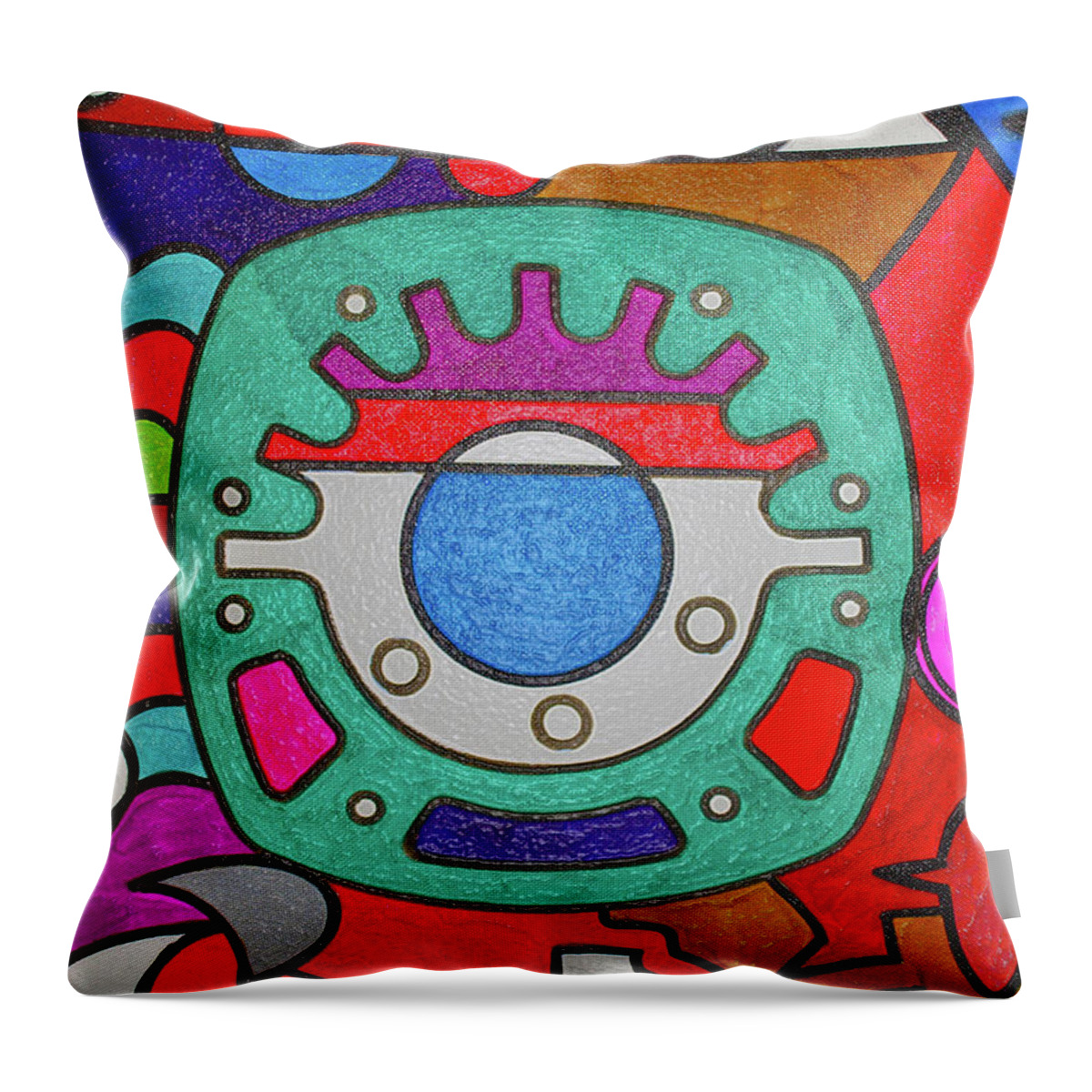 Abstract Art Throw Pillow featuring the painting The Aztec Eye In The Sky by Robert Margetts