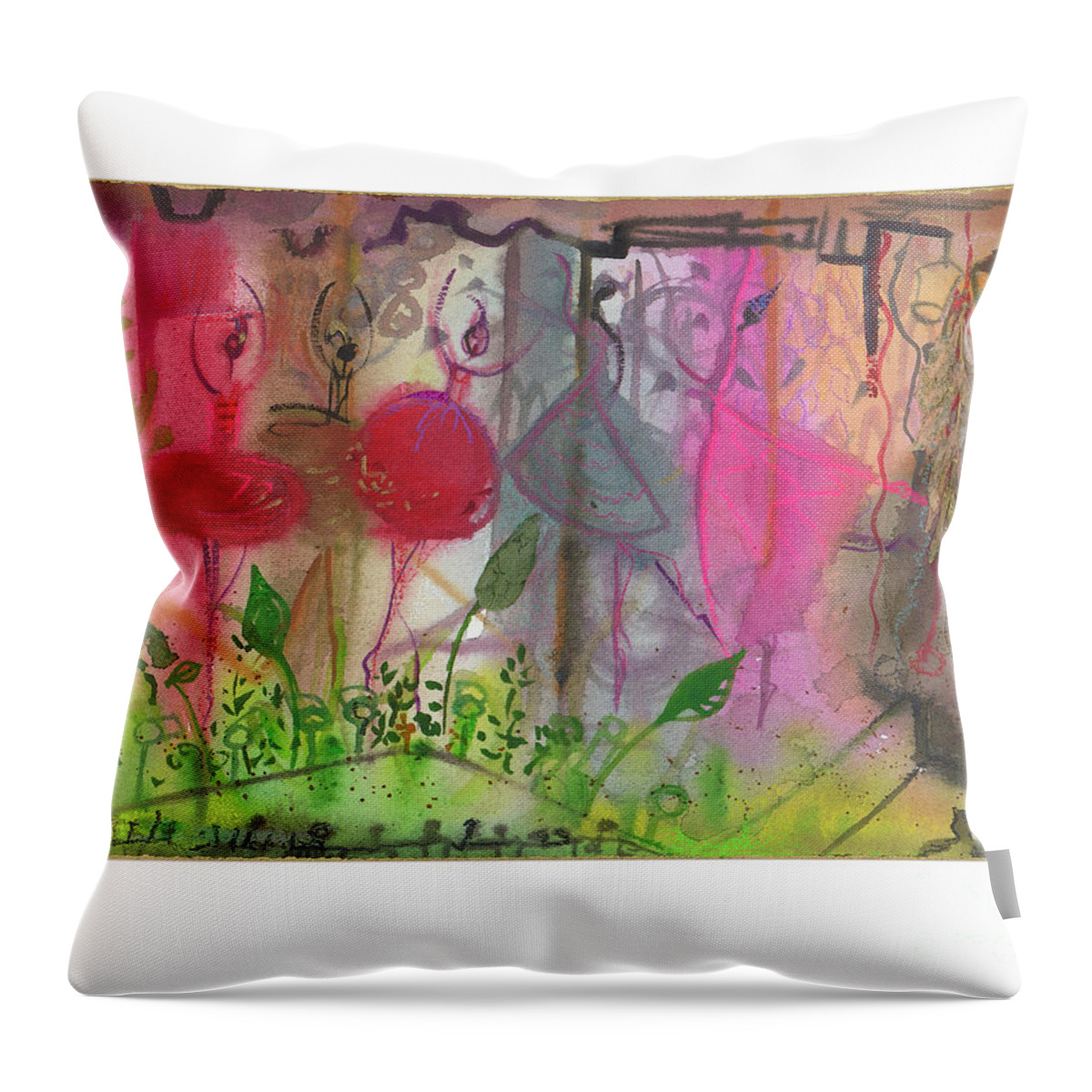 Ballet Throw Pillow featuring the painting The Ballet by Cherie Salerno
