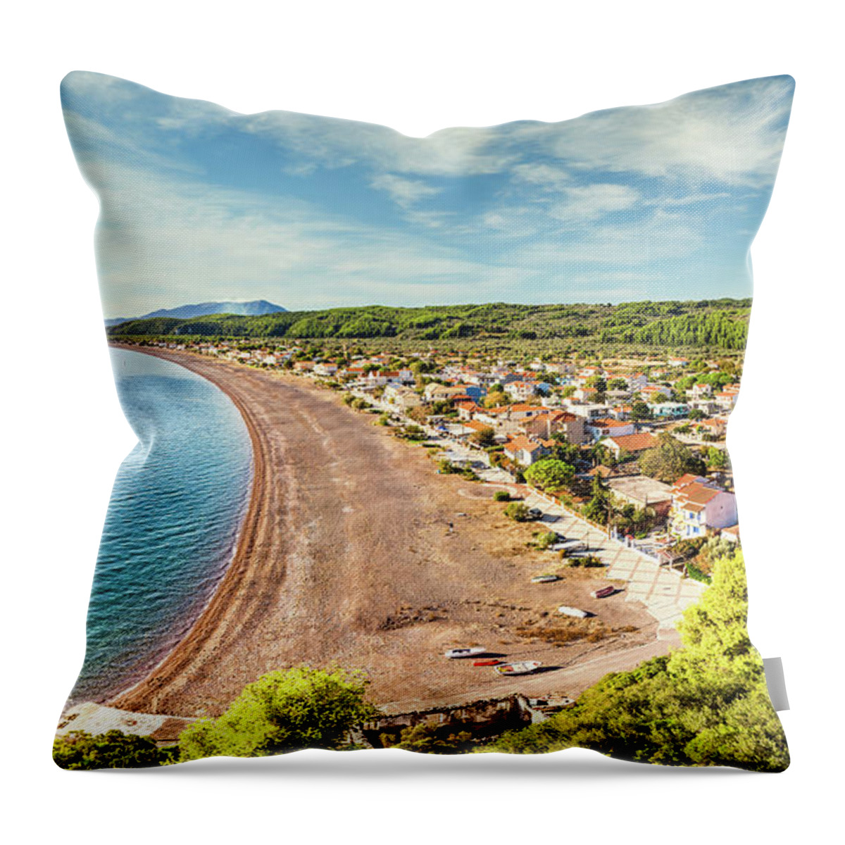 Agia Throw Pillow featuring the photograph The beach Agia Anna Agali in Evia, Greece by Constantinos Iliopoulos