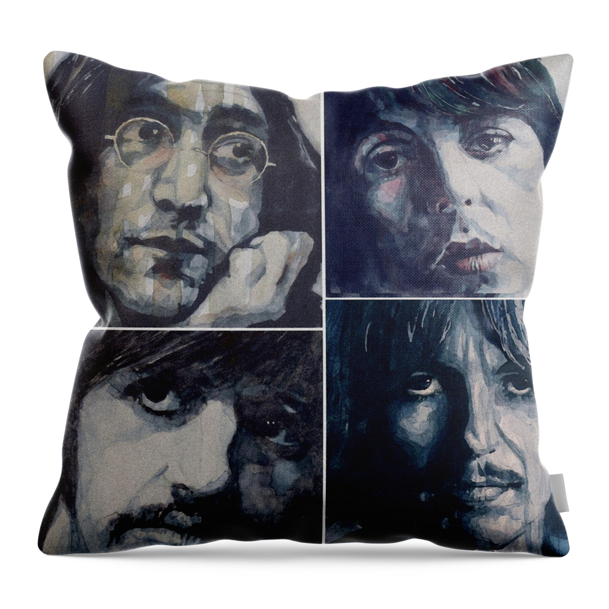 The Beatles Art Throw Pillow featuring the painting The Beatles - Reunion by Paul Lovering