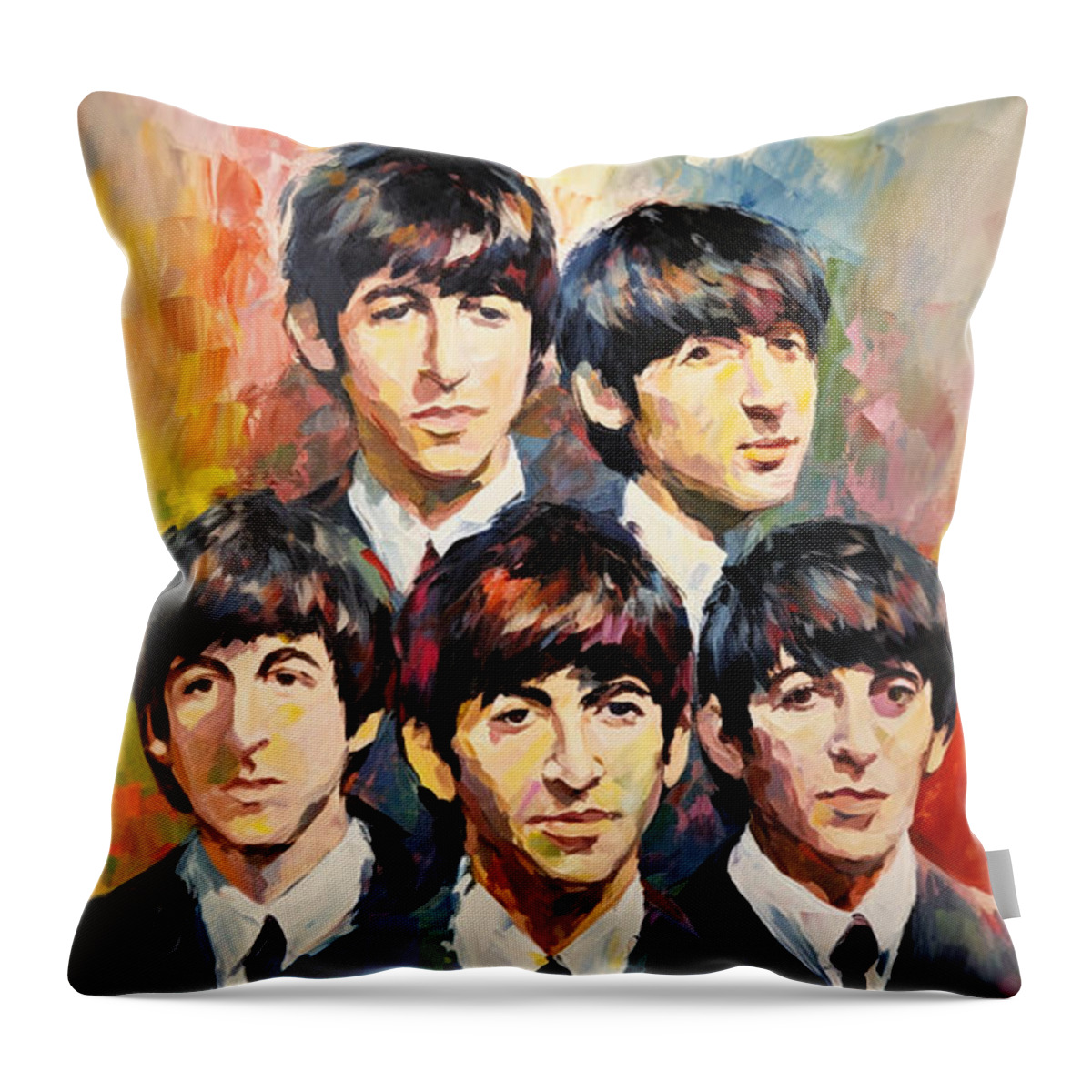 The Beatles Throw Pillow featuring the digital art The Beatles by Rob Smith's