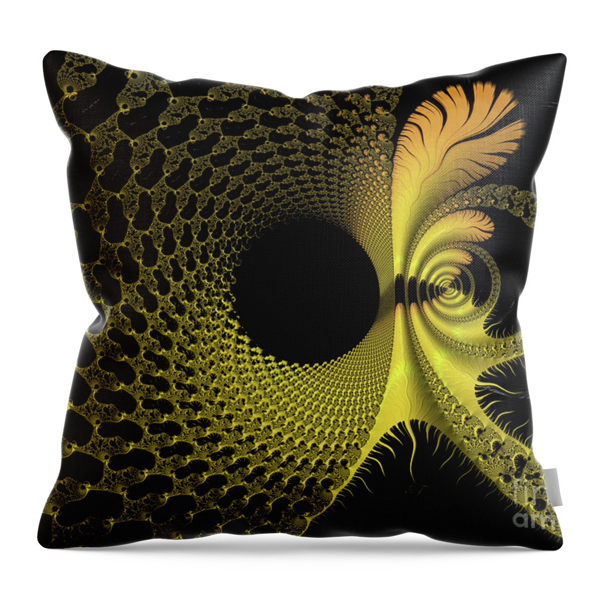 Fractal Throw Pillow featuring the digital art The Black Hole by Elaine Teague