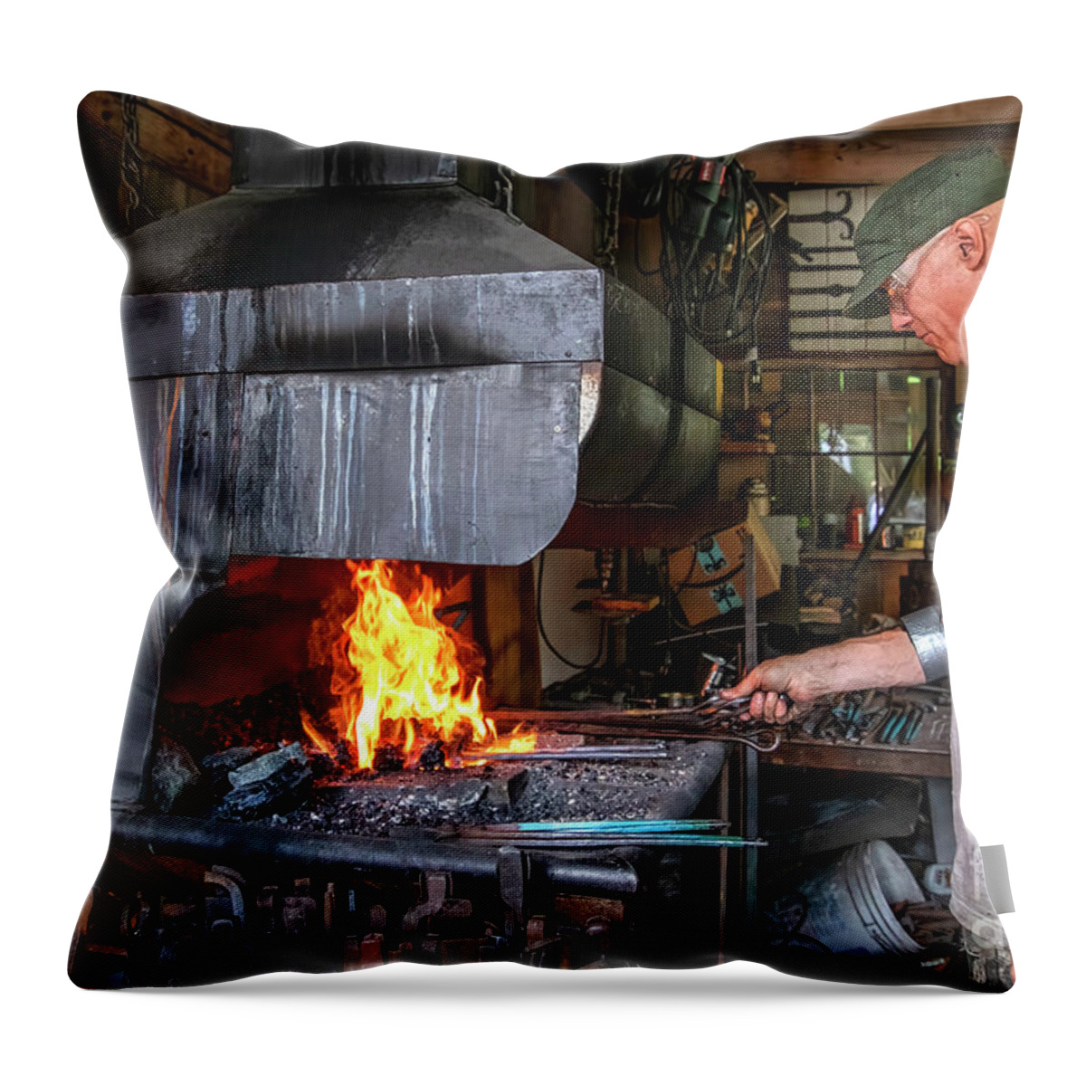 Blacksmith Throw Pillow featuring the photograph The Blacksmith by Shelia Hunt
