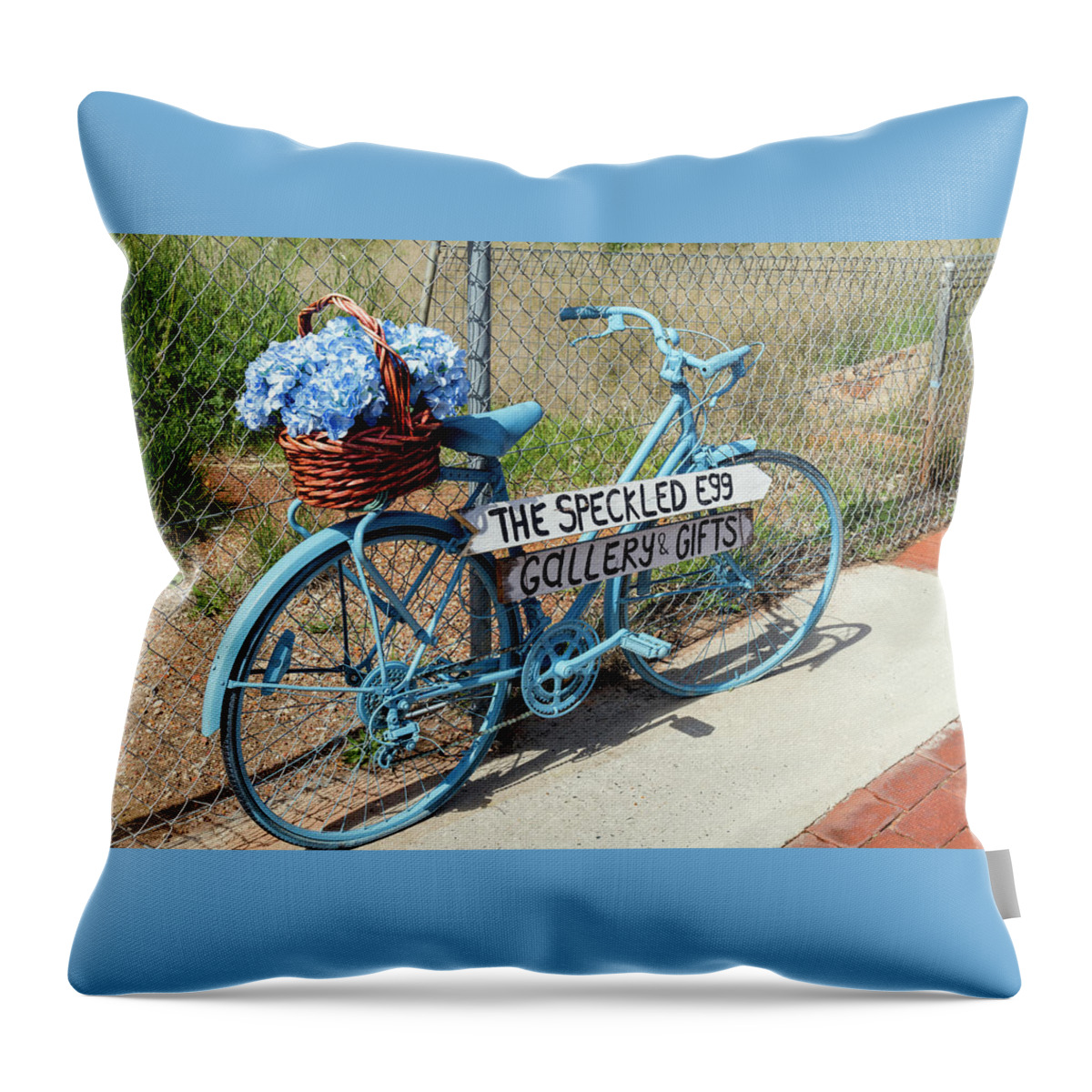 Bike Throw Pillow featuring the photograph The Blue Bike by Elaine Teague