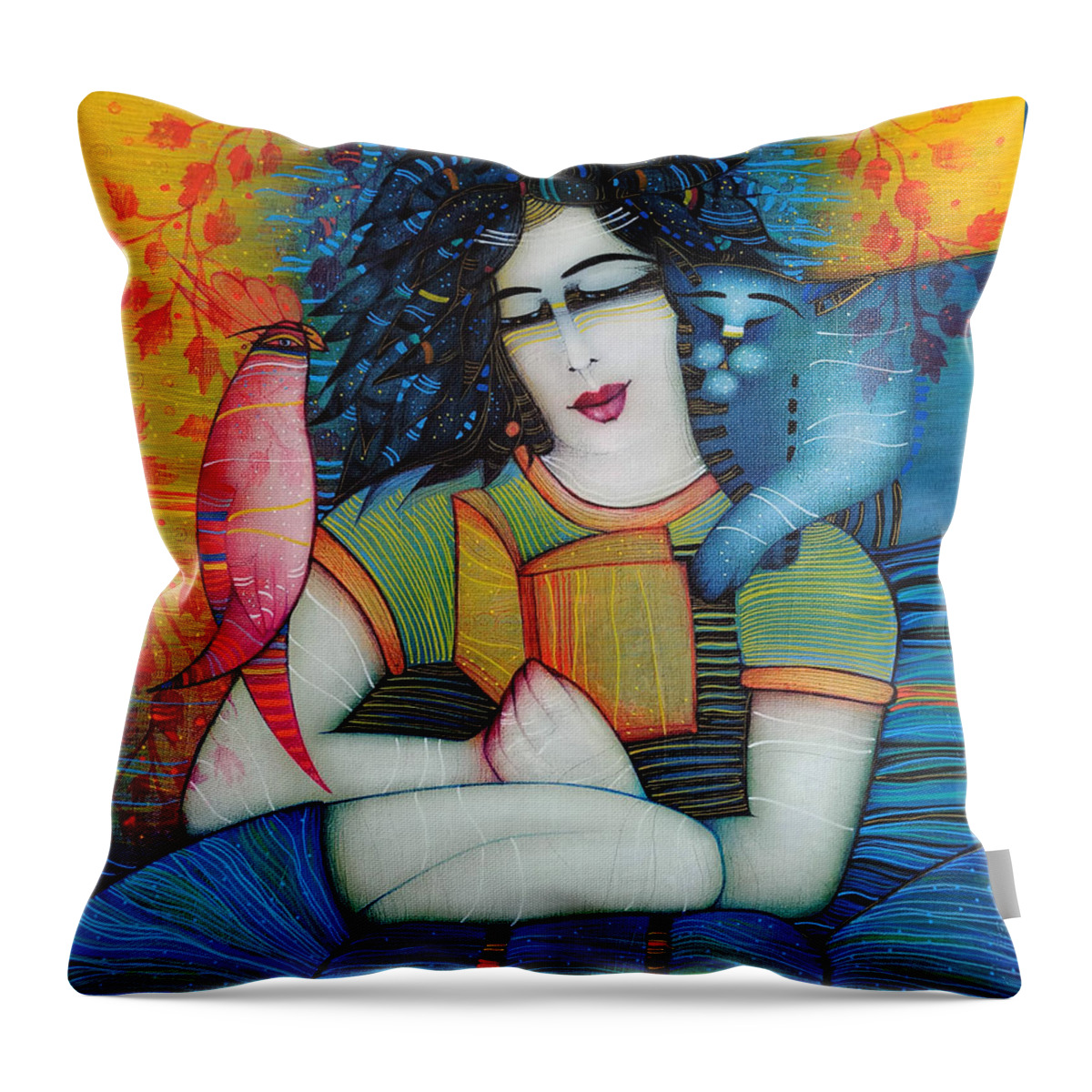 Albena Throw Pillow featuring the painting The book by Albena Vatcheva