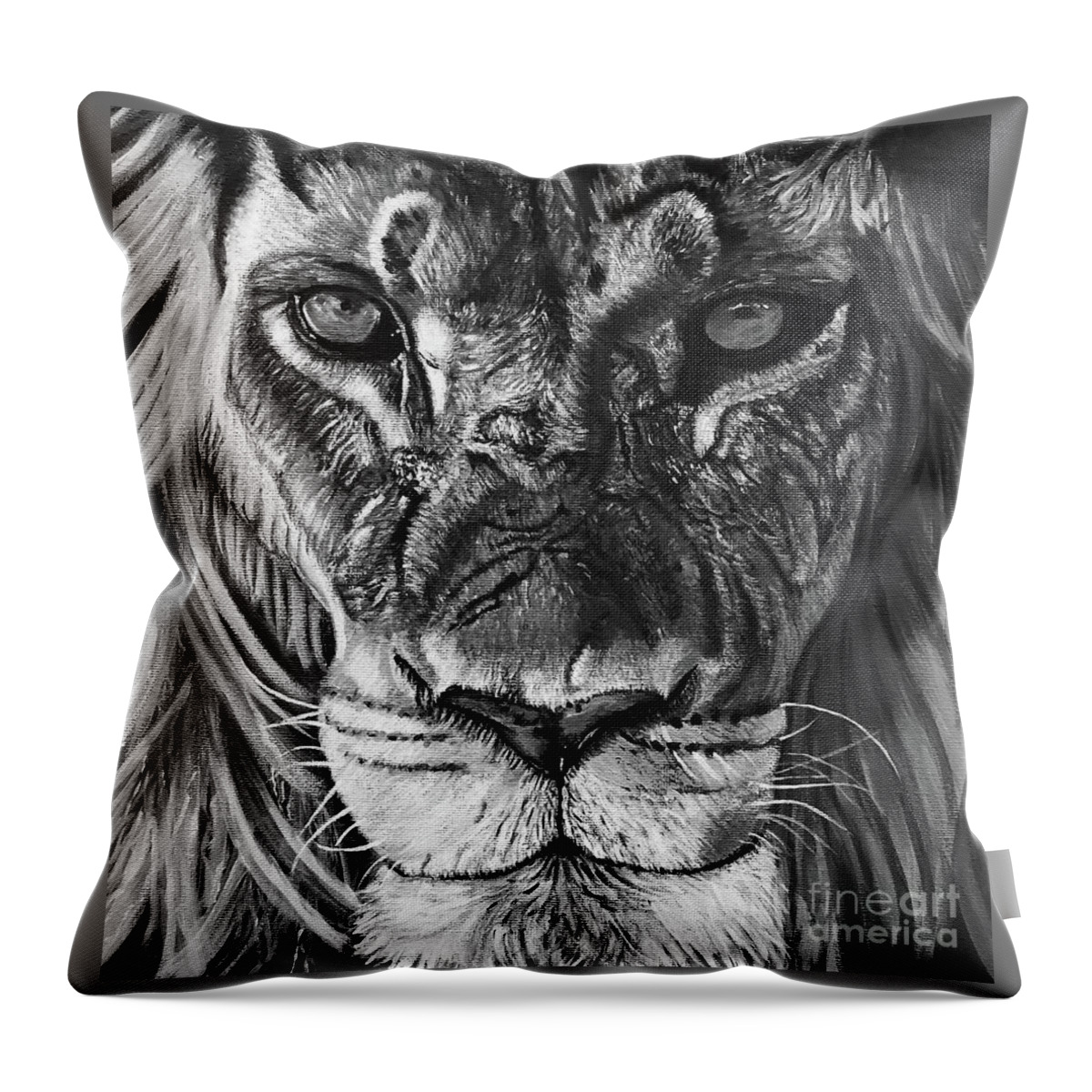 Lion Throw Pillow featuring the painting The Boss by Melissa Galvin