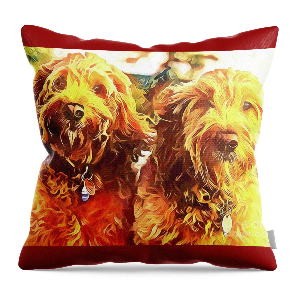 Goldendoodles Throw Pillow featuring the photograph The Brothers Goldendoodle by Xine Segalas