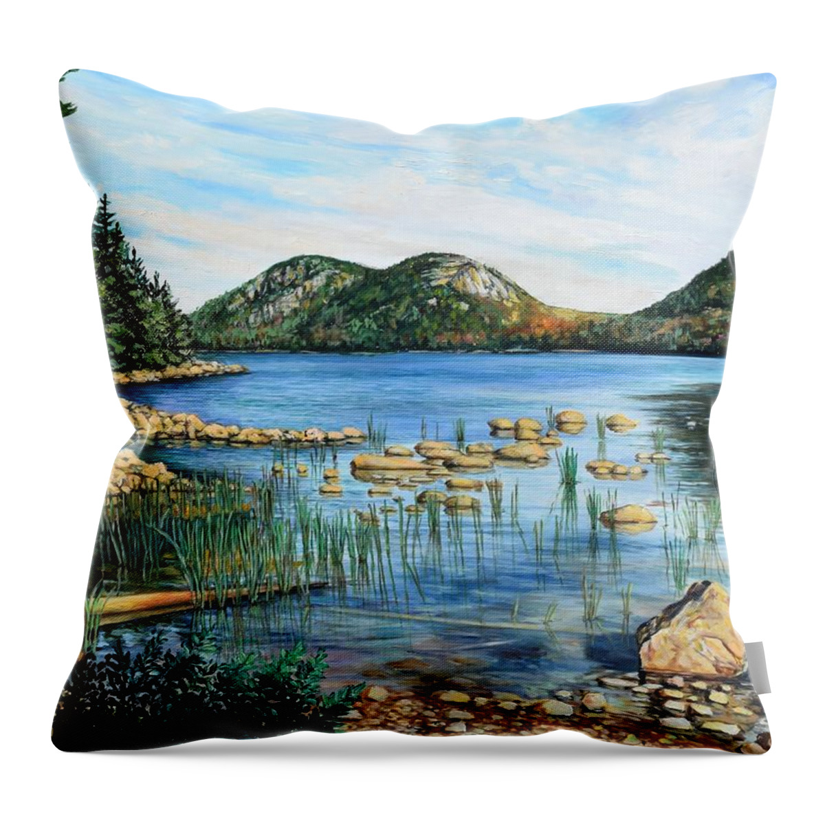 Acadia Throw Pillow featuring the painting The Bubbles, Acadia National Park by Eileen Patten Oliver