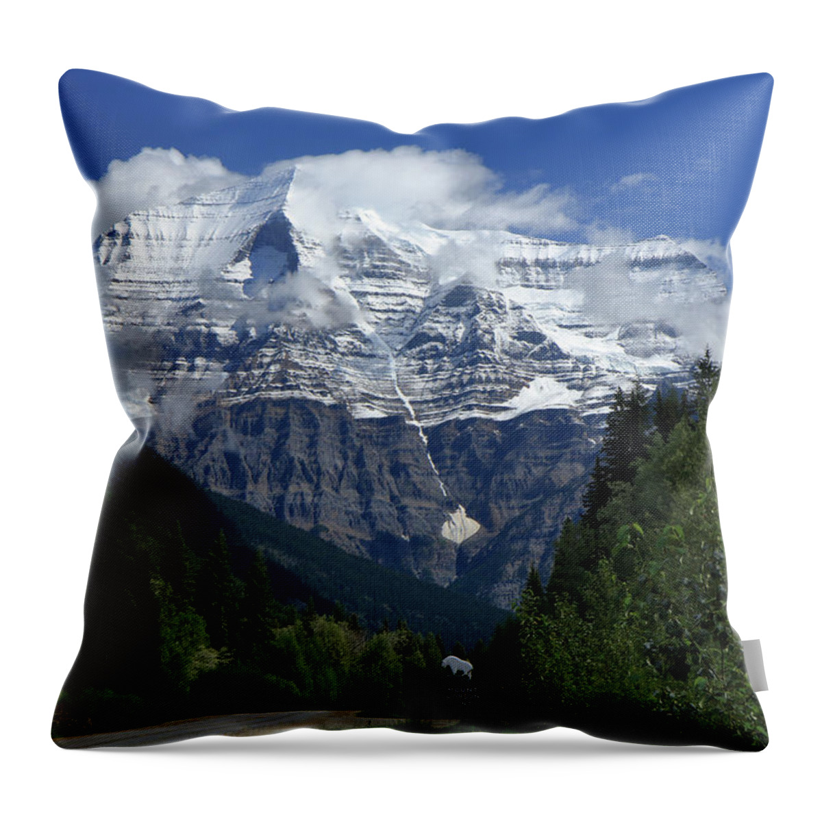 Mt. Robson Throw Pillow featuring the photograph The Canadian Rockies' Mt. Robson by Steve Wolfe