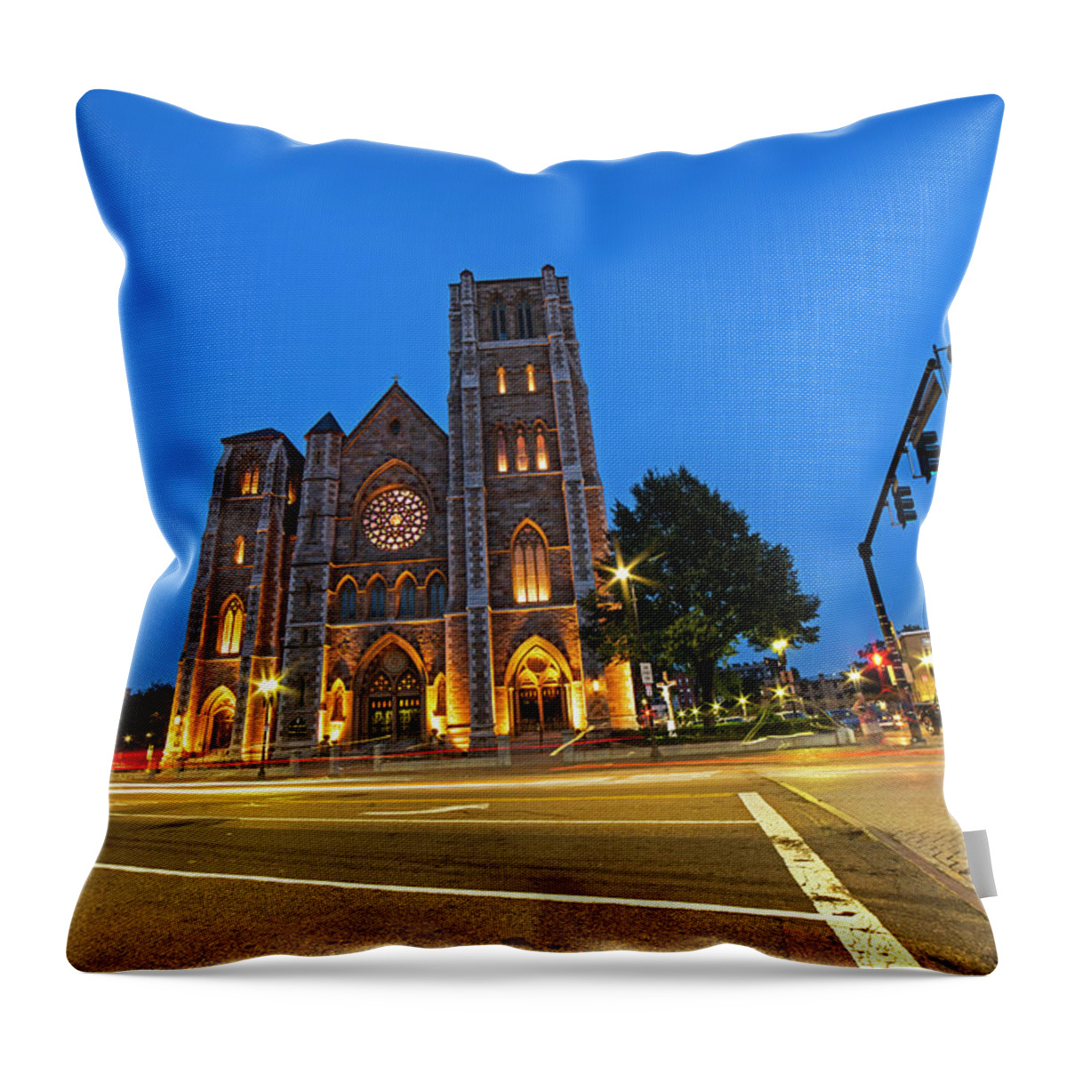 Boston Throw Pillow featuring the photograph The Cathedral of the Holy Cross in the South End Boston MA Washington St by Toby McGuire