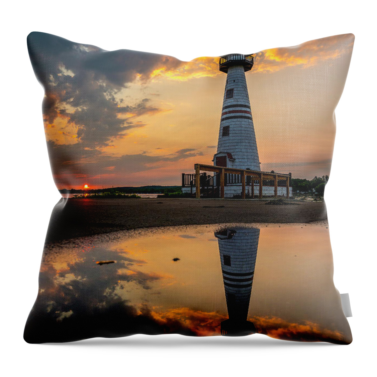 The Celoron Lighthouse Throw Pillow featuring the photograph The Celoron Lighthouse by Mark Papke