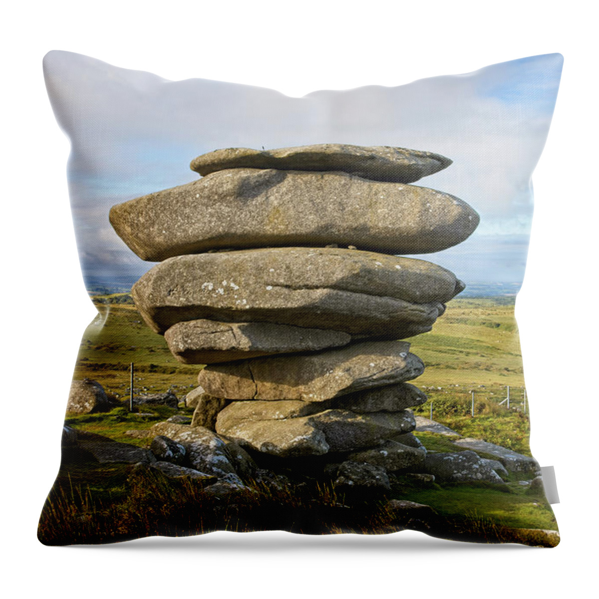 The Cheesewring Throw Pillow featuring the photograph The Cheesewring by Tony Mills