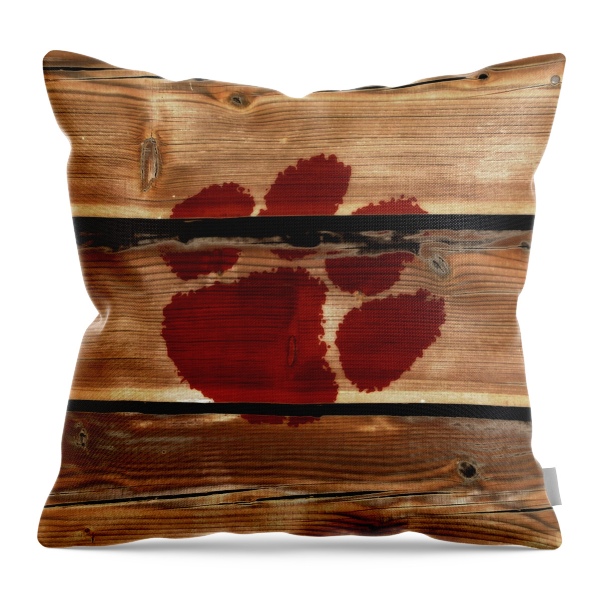 Clemson Throw Pillow featuring the mixed media The Clemson Tigers 1a by Brian Reaves