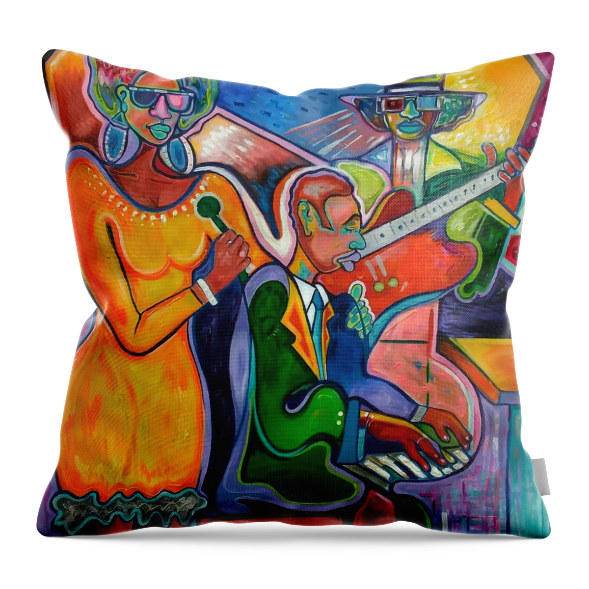 African-american Ass-crack Music Throw Pillow featuring the painting The color of life by Emery Franklin