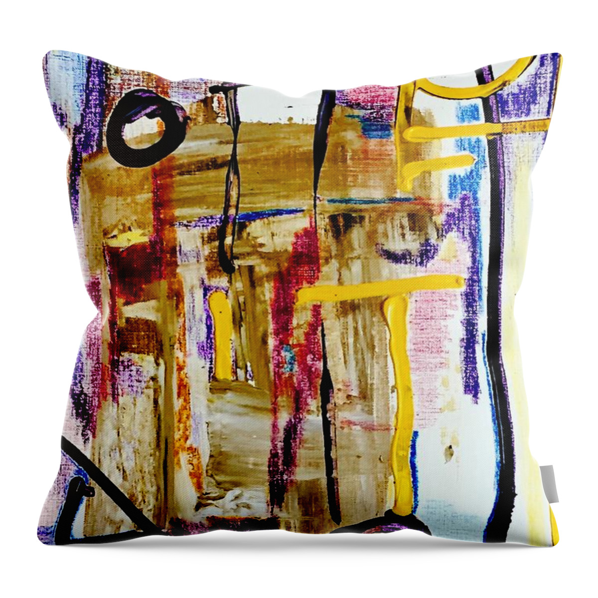 Contemporary Art Throw Pillow featuring the painting The colors drift differently by Jeremiah Ray