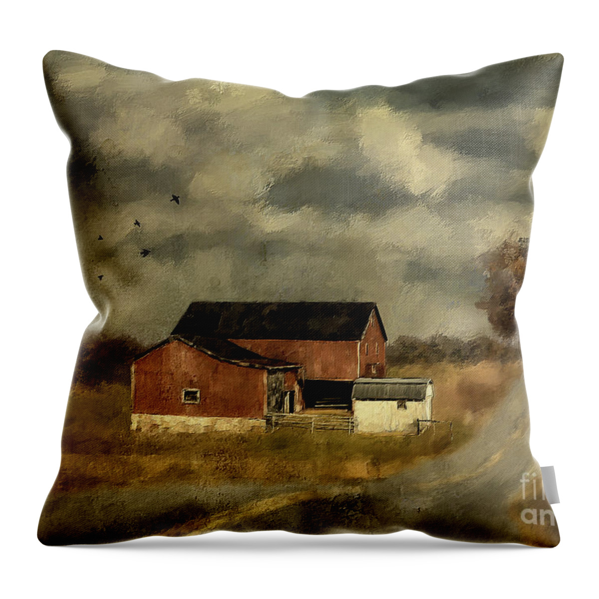 Farm Throw Pillow featuring the digital art The Coming On Of Winter by Lois Bryan